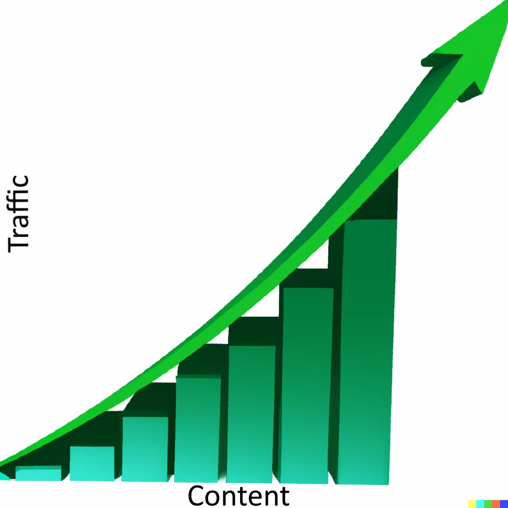 Graph showing the correalation between posting content regularly and increased traffic