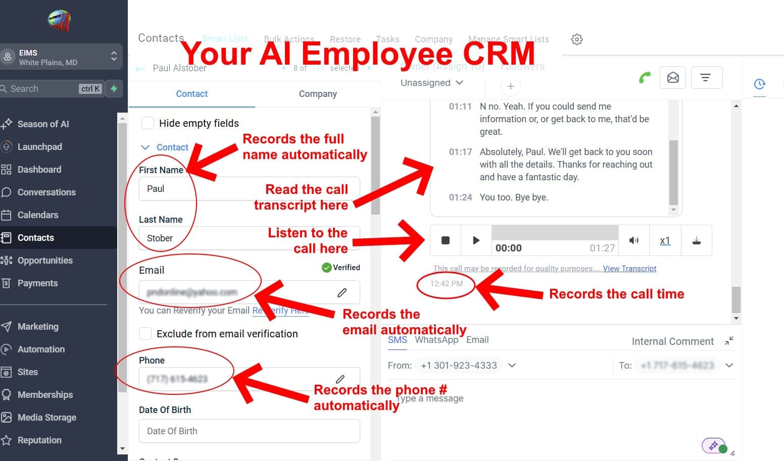 A robust CRM is included with our AI Employee platform